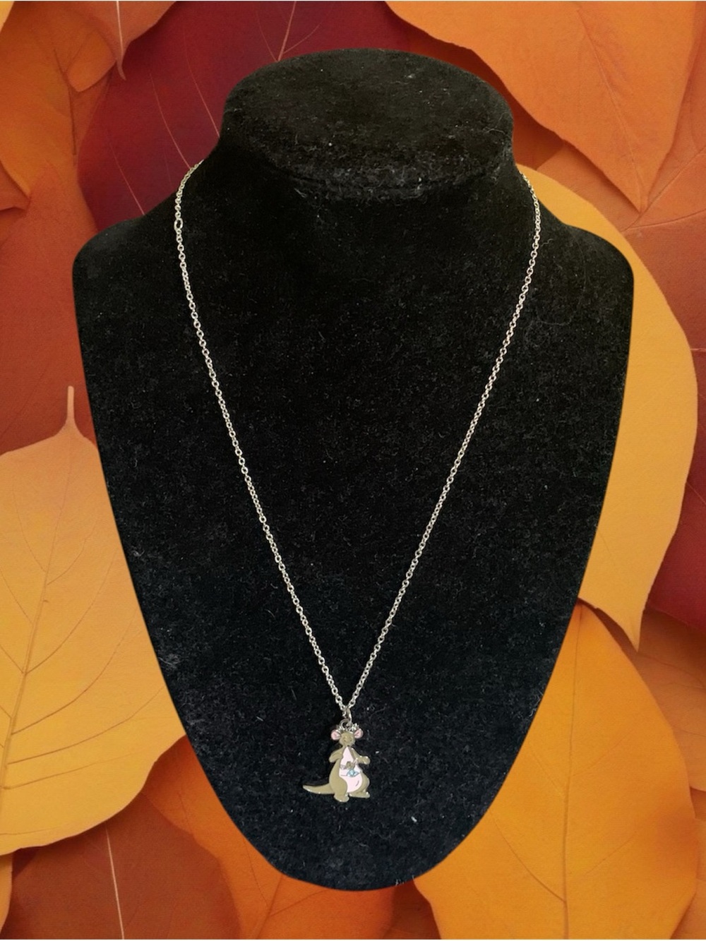 Disney Kanga & Roo Enamel Pendant Necklace - Winnie the Pooh Silver Tone